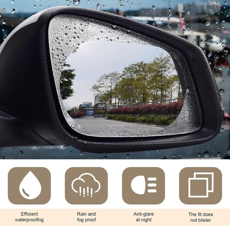 Eratus 2 PCS Car Rear View Mirror Waterproof Film, Anti Fog Glare Rear View Mirror Sticker, HD Protective Clear Rainproof Film, Rain Proof Film for Car Window, Universal for Cars (Transparent) - Image 5